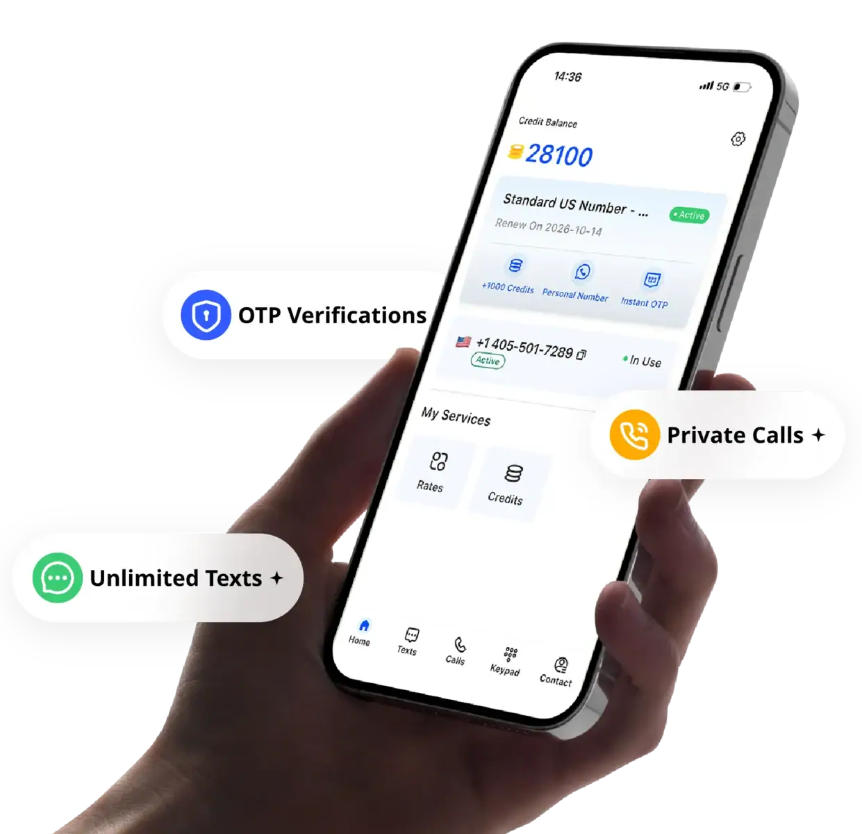 Secure virtual phone number for verification.