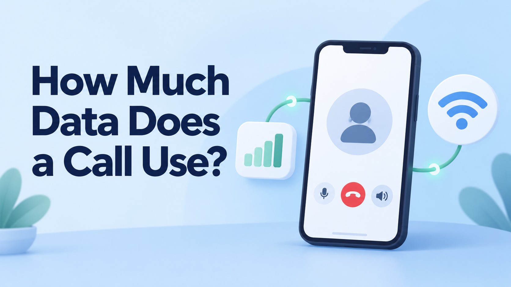 Smartphone affichant un écran d'appel avec des icônes de consommation de données, illustrant la consommation de données pendant les appels à des fins d'optimisation SEO.